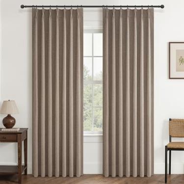 Imagem de Cortinas blackout de 92 polegadas para sala de estar, redução de ruído térmico, porta deslizante, total de duas cortinas e cortinas de linho estilo country Burg para sistema de trilhos, prega de