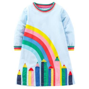 Imagem de Vestido feminino hongshilian de algodão, manga comprida, casual, 3T