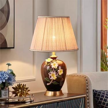 Imagem de Luminária de mesa contemporânea de luxo em cerâmica com LED, estilo retrô americano, perfeita para sala de estar, quarto, escritório, casa de campo ou hotel (Modelo 26)