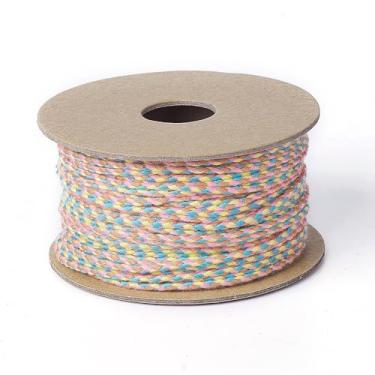 Imagem de 20 m / Fio de algodão trançado em rolo de 2 mm fio de macramê colorido faça você mesmo artesanato de joias, suprimentos para embrulhar presentes, pulseiras trançadas, decoração de parede, casa