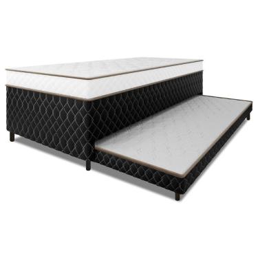 Imagem de Cama Bibox Solteiro Ortopédica Com Cama Auxiliar Conjugada 88x188x51cm Dani Preto/branco