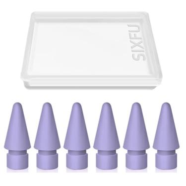 Imagem de Pacote com 6 pontas para Apple Pencil, ponta de caneta Apple compatível com iPad Pencil com capa para Apple Pencil Pro/USB-C/ iPencil/1ª geração/2ª geração (roxa)