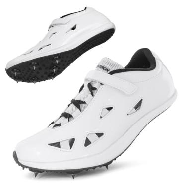 Imagem de Ifrich Tênis de corrida masculino e feminino, tênis de corrida com pontas, tênis de corrida masculino com pregos, crianças, tênis de corrida, Branco, 36