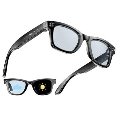 Imagem de Óculos de sol inteligentes para câmera 8 MP 4K gravação vídeo áudio lentes que mudam de cor, tradução AI, música de ouvido aberto, microfone duplo, esportes ao ar livre, óculos Bluetooth para homens e