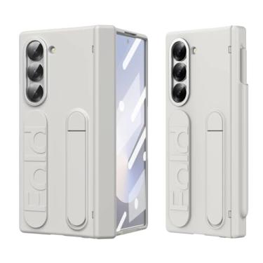 Imagem de Capa Protetora Premium para Samsung Galaxy Z Fold6, Suporte com Alça, Pelicula e Compartimento para S Pen (Branco)