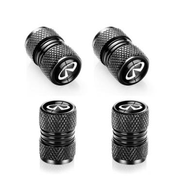 Imagem de 4 peças de tampas de haste de válvula de pneu para automóveis Infiniti QX50 Q50 Q70 Q70L Q60 QX30 QX60 Infiniti Series veículos e outros veículos motorizados tampas de válvula de pneu preto