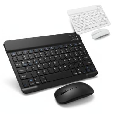 Imagem de Combo Teclado e Mouse Bluetooth Sem Fio ABNT2 (Brasil) – Portátil, Ultrafino, Silencioso e Recarregável, Compatível com PC, Tablet, iPad e Celular - Android Windows e IOS