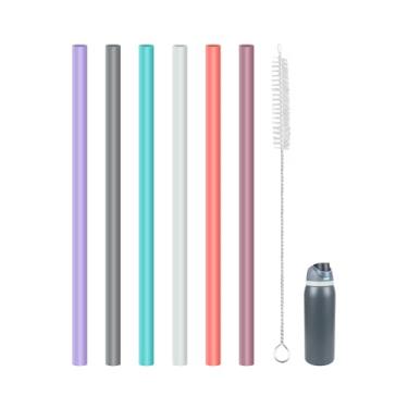 Imagem de KLOWOAH Canudos de substituição compatíveis com garrafa de água de aço inoxidável isolada FreeSip Owala de 1,134 g, com 1 escova (6 cores para 1,134 g)