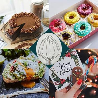 Imagem de Chicote de 6 fios, adequado para batedeiras de cabeça inclinada KitchenAid 4,5 QT, substituição K45WW, inoxidável de grau alimentício, batedor de ovo/creme, aumenta a eficiência do cozimento, serve