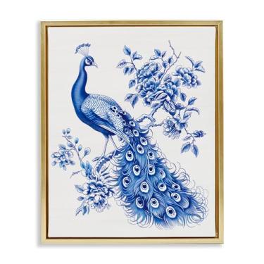 Imagem de Stupell Industries Arte de parede em tela flutuante cinza estilo pavão vintage em toile, design por Lettered and Lined, 53 x 43 cm