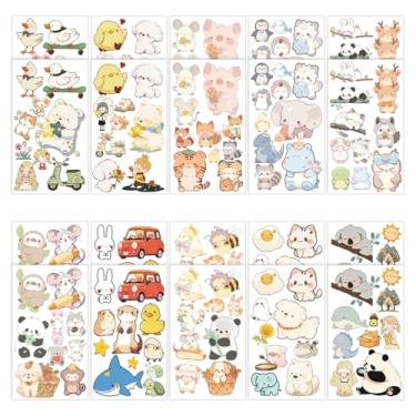 Imagem de 20un Tatuagens Temporárias Animais Desenho Animado, Adoráveis Infantis Animais Zoológico Tatuagem Impermeável Rosto e Corpo Adesivos para Infantil Lembrancinhas Festa e Recompensas Escolares