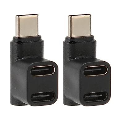 Imagem de 2pcs 1 a 2 USB C 3.1 Adaptador de 90 Graus 10Gbps USB 3.1 Type C Macho para USBC 3.1 USB C2.0 Dupla Fêmea Ângulo Direito Conector Cena Aplicável para Jogos