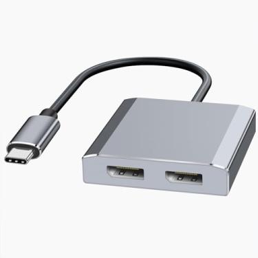 Imagem de Adaptador divisor USB-C para DisplayPort duplo, USB tipo C para DisplayPort, conversor de monitor duplo 4K@60HZ, hub DisplayPort USB C compatível com Dell XPS 13 15, Len-ovo Yoga, Sum-sung Chrome-book
