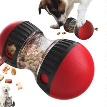 Imagem de Bola distribuidora de guloseimas interativa para cães, brinquedo ajustável para distribuição de alimentos, alimentador lento para cães e gatos, vermelho