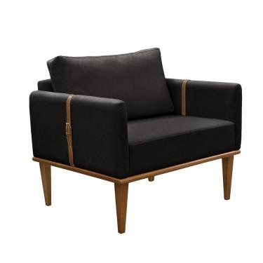 Imagem de Poltrona Milla Luxo Madeira Maciça Castellar Móbile Corino Preto Corino Preto