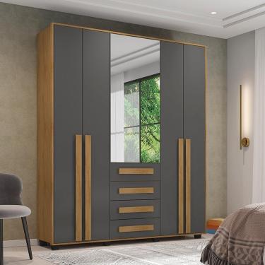 Imagem de Guarda Roupa Com Espelho Catanzaro Cinamomo Grafite