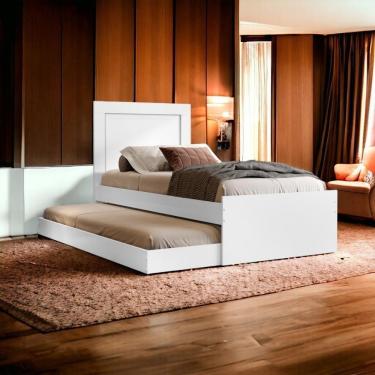 Imagem de Cama Bibox Solteiro Luara Branco Com 02 Colchões Cambel