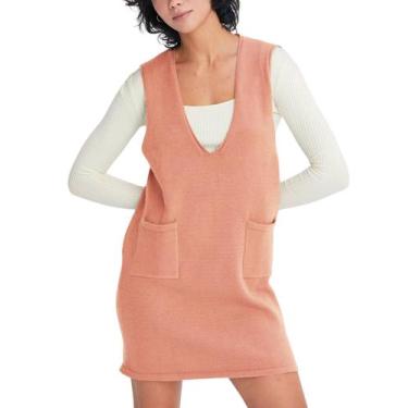 Imagem de Suéter, colete, Meyhad, decote em V, sem mangas, tricotado, rosa, femi