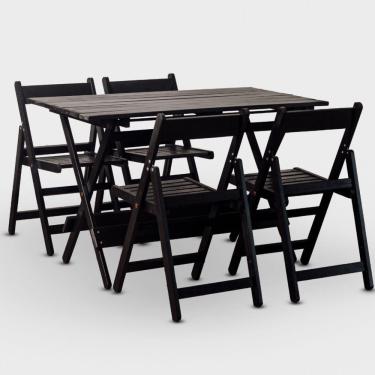 Imagem de Conjunto De Mesa 120x70 E 04 Cadeiras Dobráveis Cor Preta