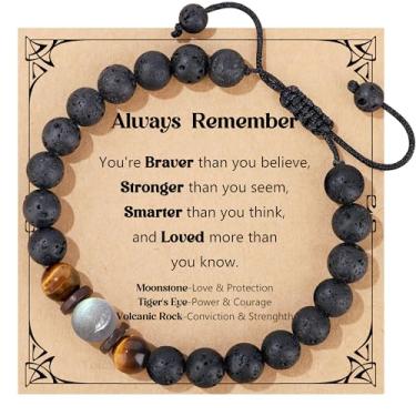 Imagem de JoycuFF Pulseiras para homens, adolescentes, presentes, ideias para adolescentes, presente de formatura, hematita 10, 12, 16, 18 anos, 1 8º aniversário, filho, neto, dia de Natal, material de meia