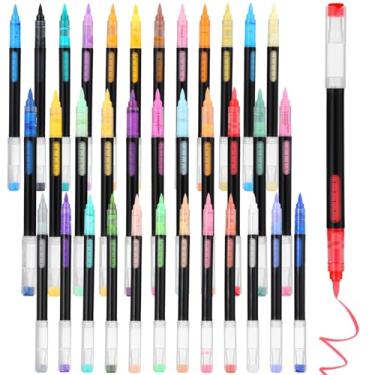 Imagem de Conjunto de canetas de tinta acrílica de 36 cores, secagem rápida, marcadores de ponta de pincel, ideal para bricolage, sem odor, ótimo para projetos de tela, tecido, papel, pedra e vidro