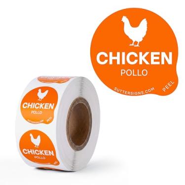 Imagem de Etiquetas de comida de frango 500 peças | Etiquetas adesivas em negrito de 2,5 cm para buffet de festa, delicatessens, sanduíches, recipientes de alimentos