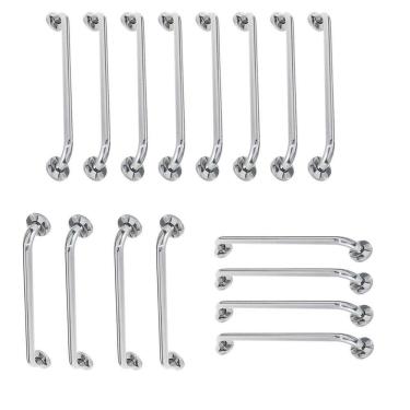 Imagem de Alça De Apoio Barra Inox Kit 16 Unidades 40cm 70cm 80cm Segurança Idoso Deficiente