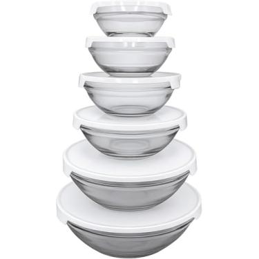Imagem de Conjunto de Tigelas de Vidro com Tampa, 6 Peças, Empilháveis, Transparente, para Armazenamento de Alimentos