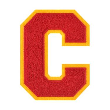 Imagem de 1 peça de patch de letra de chenille vermelho de 11,4 cm – adesivos do alfabeto para roupas, jaquetas, mochilas, chapéus para decoração personalizada, nome personalizado e artesanato. (C)