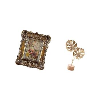Imagem de Fenteer Moldura Floral Esculpida à Mão, Escultura de Folha, Estátua de Folha de Metal, Suporte para Fotos, Mesa, Montagem Na Parede, Estatueta Antiga em Forma