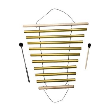 Imagem de menolana Sino de Vento de Madeira com 9 Notas e Som Agradável, Sino de Meditação, Instrumento de Percussão, Carrilhão de Barras de Fileira Única para Sala de, Ouro