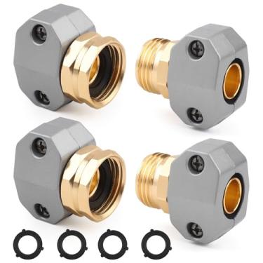 Imagem de 2 conjuntos de kit de reparo de mangueira de jardim, kit de reparador de extremidade de mangueira de jardim, compatível com conectores de 3/4 e 5/8 polegadas, substituição de extremidade de mangueira