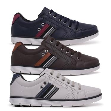 Imagem de Star Fox, Kit 3 Sapatênis Masculinos Social Urban, Casual, Azul-Café-Gelo, 39, com Zíper e Elástico