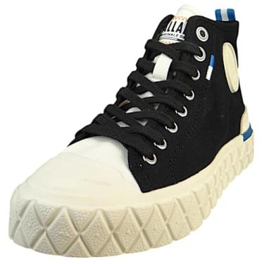 Imagem de Palladium Tênis unissex Palla Ace Mid de lona orgânica com cadarço, Preto, 9.5 Women/8 Men