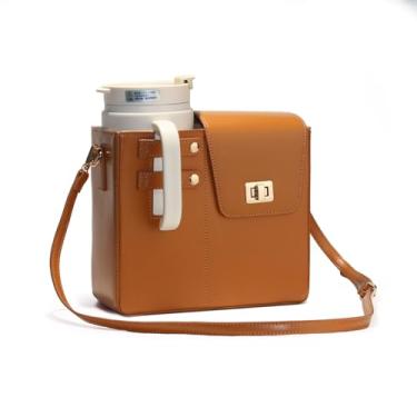 Imagem de OOAAVVJL Bolsa tiracolo portátil para armazenamento de copo de água, bolsa de ombro com suporte para garrafa de água esportiva para bolsa Stanley Cup, Marrom