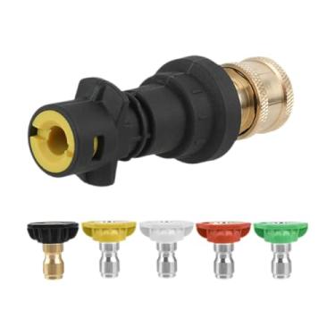 Imagem de RNXRZANK Adaptador para Lavadora de Alta Pressão, Conector Rápido de Latão, Peça de Reposição, Conjunto de Bicos, Conexões de Desconexão Rápida, Adequado para, Conjunto de 5 Bicos, Tamanho real
