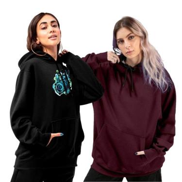 Imagem de Kit 2 Blusas De Moletom Modelo Canguru Com Capuz HYVE Feminino-Feminino