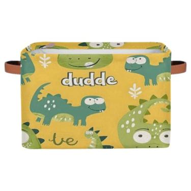 Imagem de Cestas de armazenamento pequenas, dinossauro, fofo, engraçado, com alças, caixas de armazenamento de brinquedos de tecido dobrável para berçário, sala de estar, quarto, prateleiras, roupas, caixa de