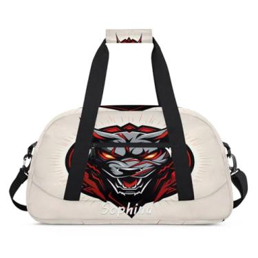 Imagem de Bolsa esportiva personalizada, animal, lobo, galáxia, universo com nome, bolsa de dormir personalizada, bolsa de fim de semana, bolsa de treino para dança, balé, academia, ginástica, mala, viagem
