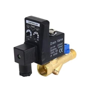 Imagem de 1/2 "DN15 220 V/12 V/24 V Válvula Solenóide de Drenagem Eletrônica Latão com Temporizador Automático para Compressor Ar e Sistemas Refrigeração(24V,One-Body type)