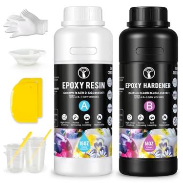 Imagem de ResinAngel Kit de resina epóxi transparente de 947 ml – Mistura fácil 1:1, não amarela, fórmula sem bolhas, resina de fundição autonivelante para artesanato DIY, projetos de arte em resina, joias