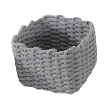 Imagem de Baoblaze Cesto de toalha em macramê, cesto decorativo para armário, Cinza