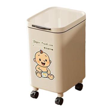 Imagem de Generic Lixeira para fraldas, lixeira de lixo, nórdica com rodas para banheiro, sala de jantar, hotel, escritório e apartamento, Curto