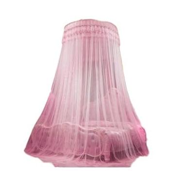 Imagem de Mosquiteiro de Teto Casal e Queen Gigante com Abertura Lateral – Modelo Indiano, Universal e Elegante em Renda Pérola(Rosa)