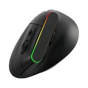 Imagem de Mouse Ergonômico Sem Fio RGB Bluetooth 24G Modo Duplo Recarregável Sil