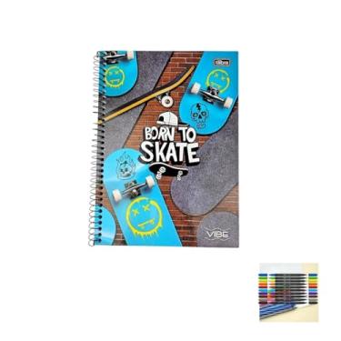 Imagem de Kit Caderno Universitário Masculino 20 Matérias 320 Folhas Tilibra + Caneta Esferográfica 0.7mm e Marcador Artístico Cis