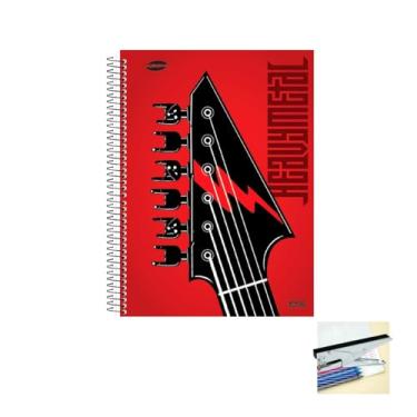 Imagem de Kit Caderno Masculinos 20 Matérias Capa Dura 400 Folhas + Caneta Esferográfica 24 Unidades + Grampeador Alicate