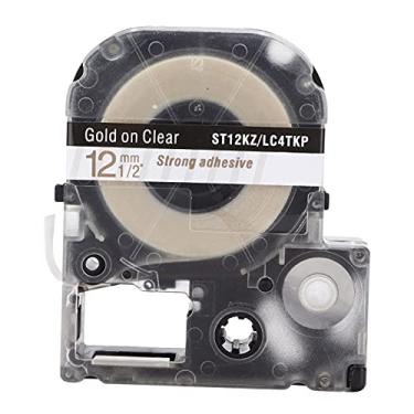 Imagem de Fita de rotulagem de 12 mm transparente durável anticorrosão resistente ao desgaste Fita de etiquetagem para impressora KING JIM Material escolar para uso em escritório Material (Letras douradas com