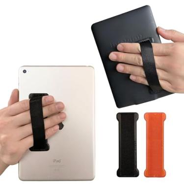 Imagem de WUOJI Alça de suporte de mão para iPad, tablet, alça universal para iPad Kindle, mini tablets e capas (preto laranja) - 2 peças