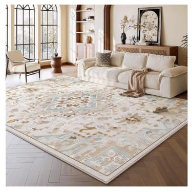 Imagem de SPXMQSS Tapetes para sala de estar, tapete lavável para quarto, macio e antiderrapante, resistente ao desgaste para quarto, sala de jantar, cabeceira, corredor E 120 x 200 cm